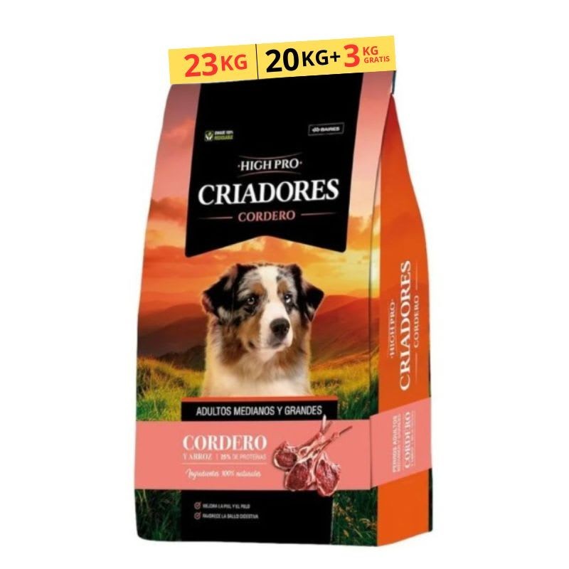 Criadores High Pro Adulto Cordero y Arroz 20KG